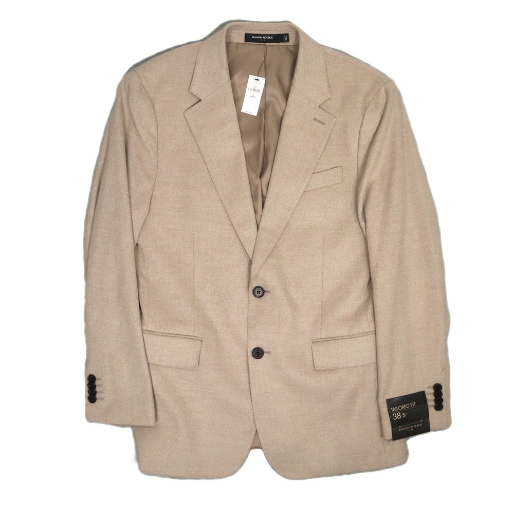 Banana Republic Tailored Fit Wool-Blend Blazer Heather Camel Beige 38‎ Short NWT